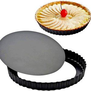 NEW Attmu Non Stick 8" Removable Loose Bottom Quiche Pan Tart Pie Round 2 Pack